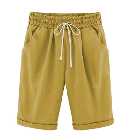 🔥Summer Hot Sale🔥Plus Size Solid Color Elastic Waist Loose Cropped Shorts