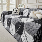 Pet-Friendly Thickened Soft Plush Leaf-Patterned Sofa Throw Couch Cover