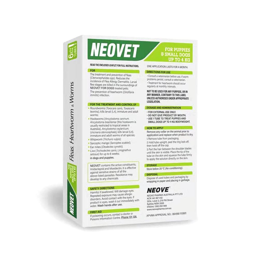 NEOVET Flea And Worming For Puppies & Small Dogs Up To 4kg Green