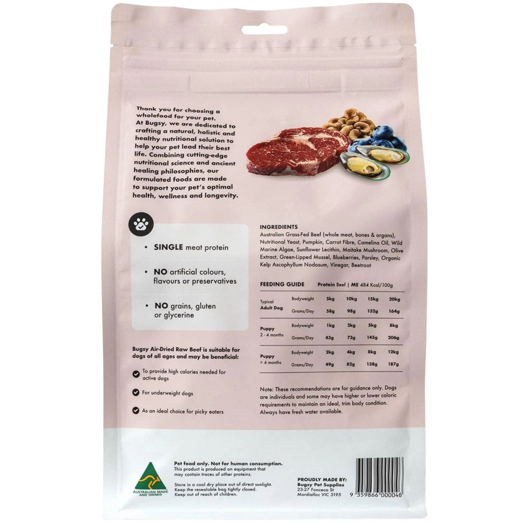 Bugsy's Premium Air Dried Raw Dog Food Beef