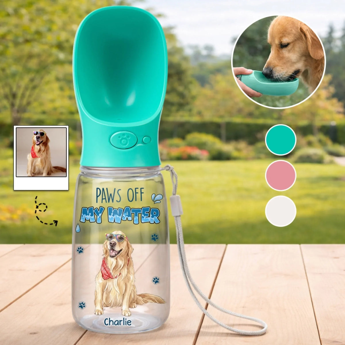 Give Me Water Human - Personalized Pet Water Bottle With Drinking Feeder
