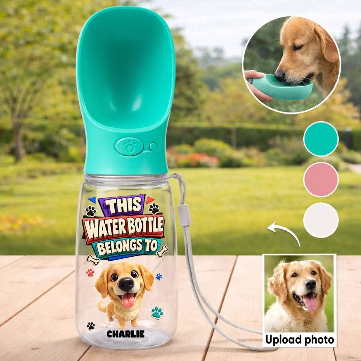 This Water Bottle Belongs To - Personalized Pet Water Bottle With Drinking Feeder