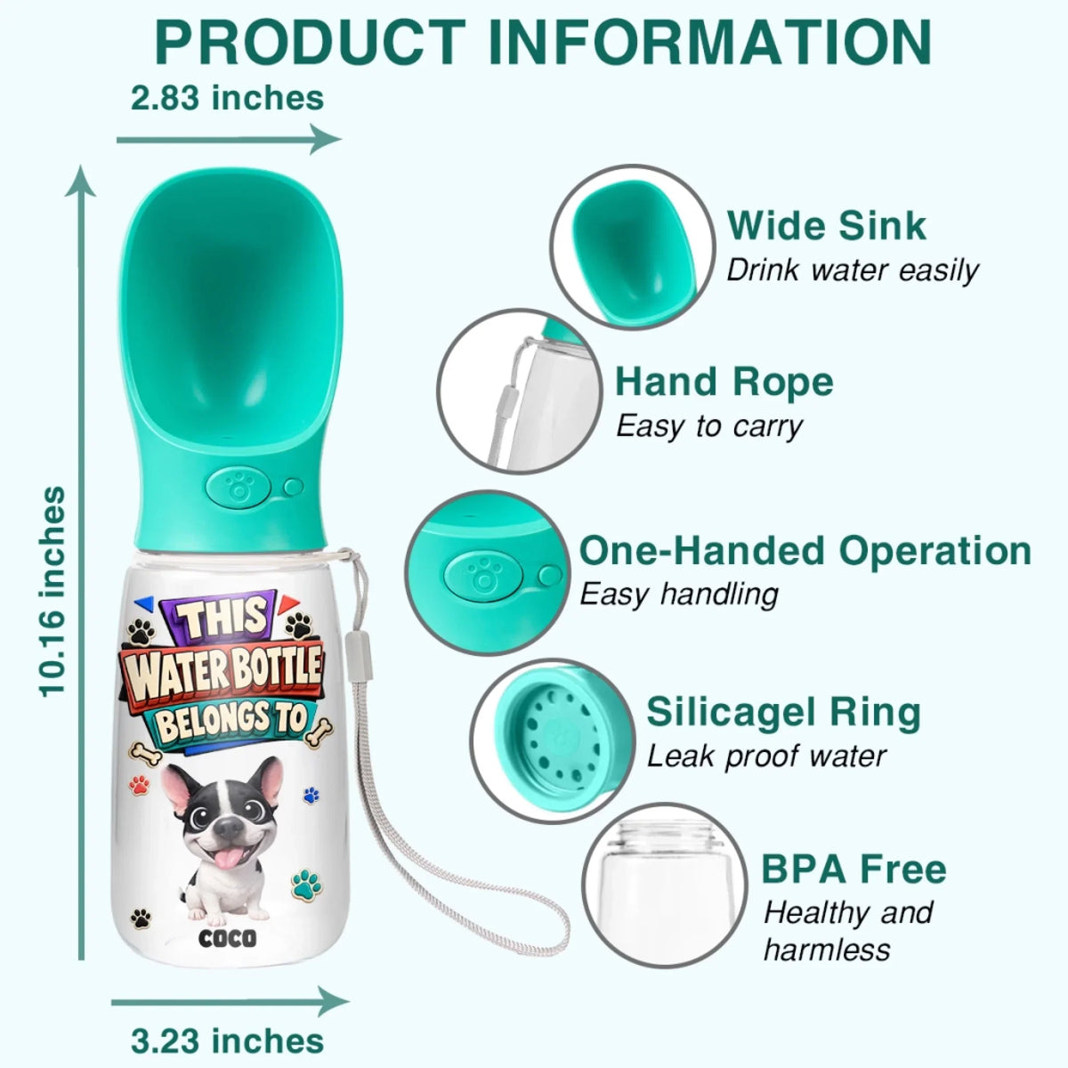 This Water Bottle Belongs To - Personalized Pet Water Bottle With Drinking Feeder