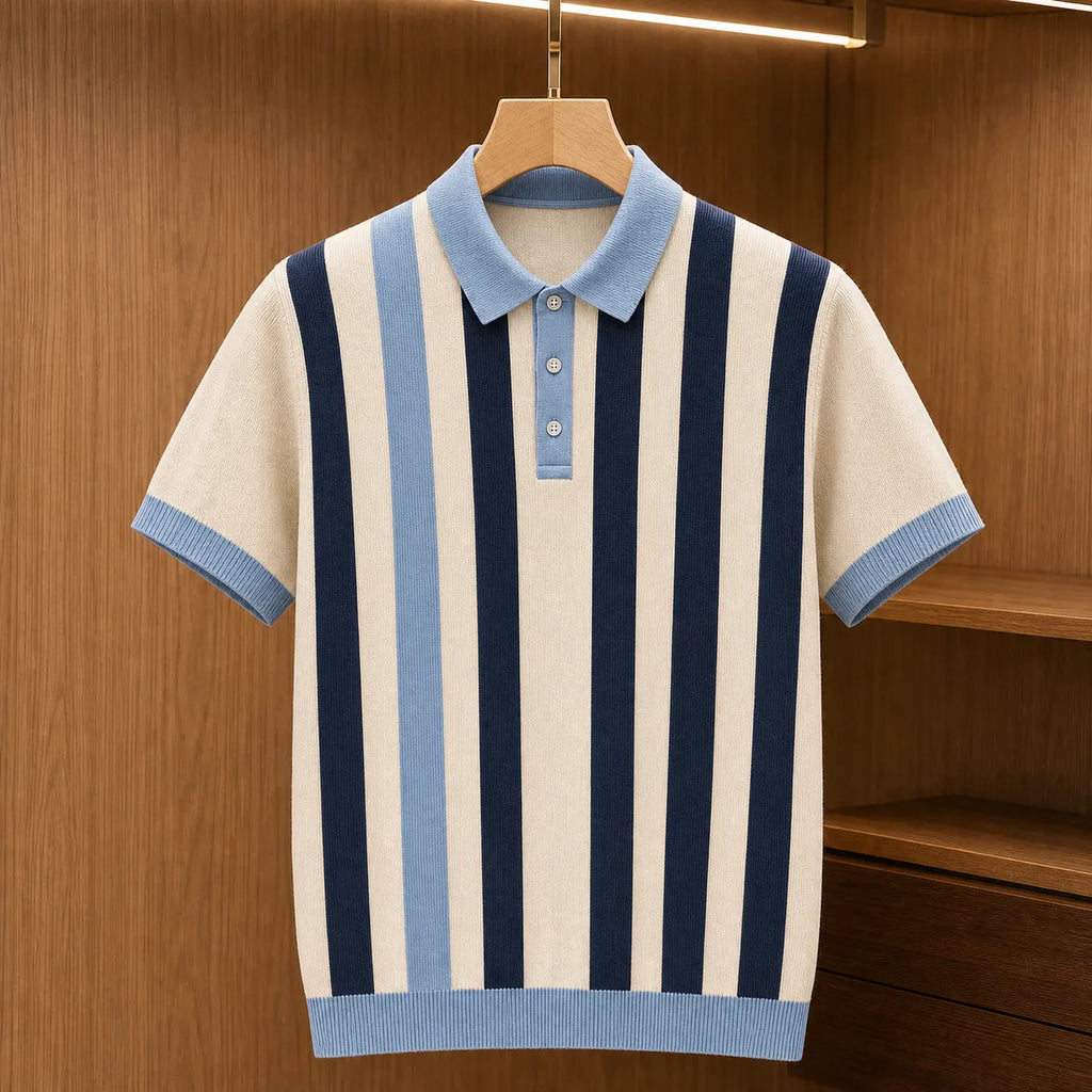 🔥CLEARANCE SALE🔥 Retro Stripe Knit Polo Shirt