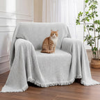 Chenille Blanket Herringbone Tassel Armchair Cover