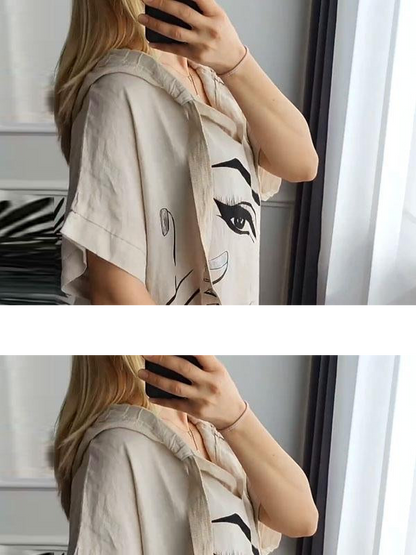 💐BUY 2 FREE SHIPPING💐Casual Loose Hoodie Dress with Face Print
