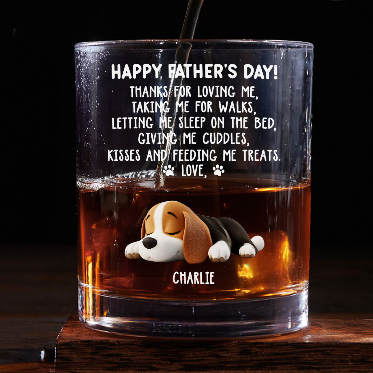 Thanks For Loving Me Dad - Personalized Whiskey Glass