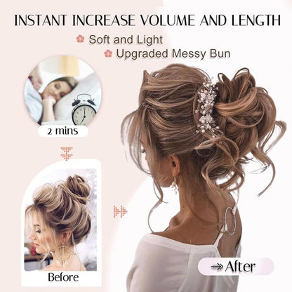 ⏳LAST DAY - BUY 1 GET 1 FREE + FREE GIFT!!🎁Messy Curly Hair Bun Scrunchie Extensions🎀