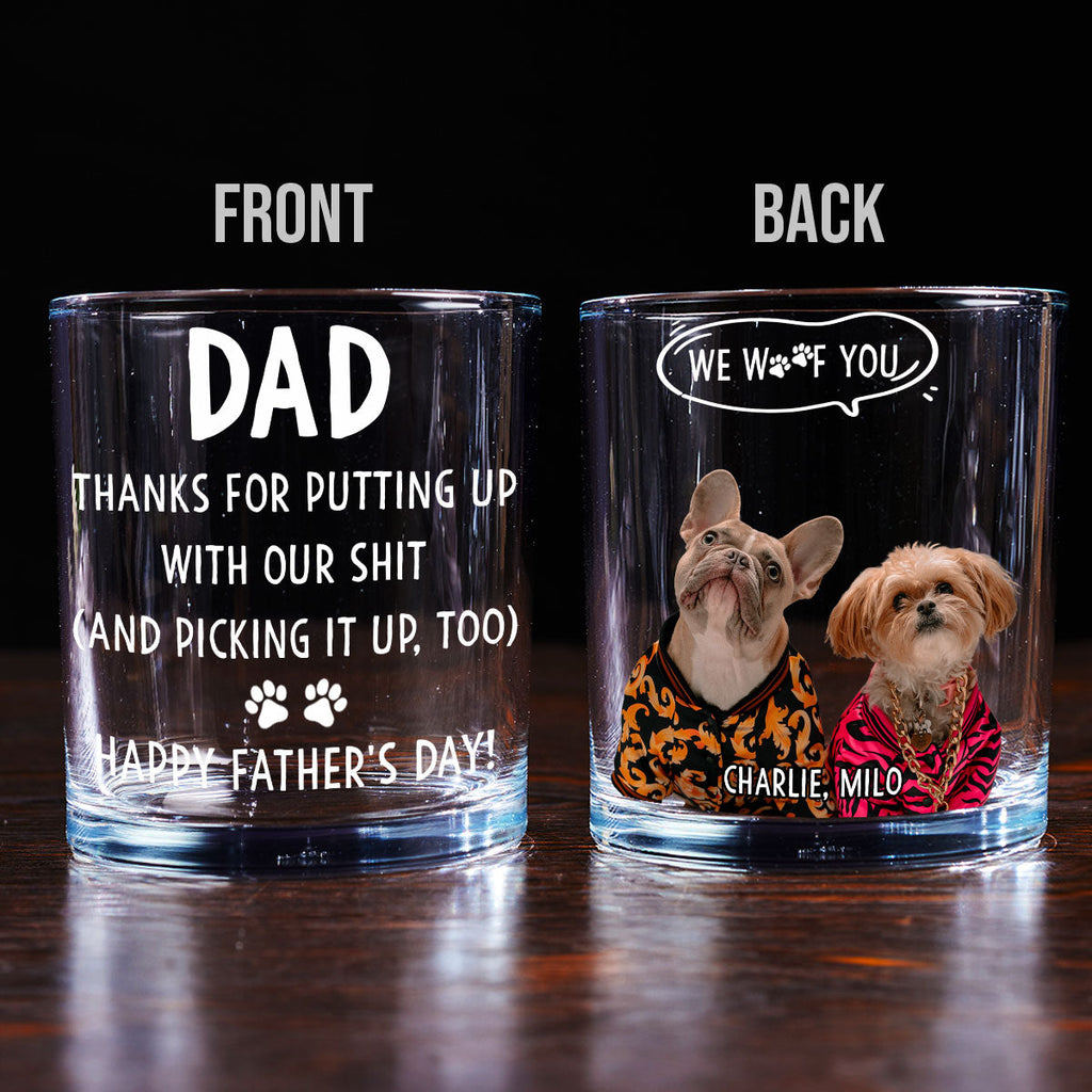 We Woof You With Love Upload Photo Version - Personalized Whiskey Glass