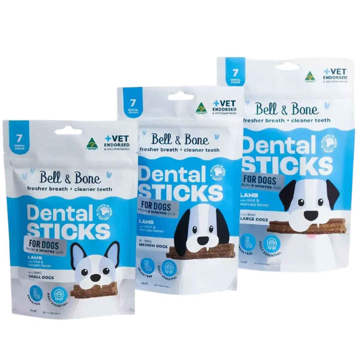 Bell and Bone Dental Sticks for Adult Dogs - Lamb, Mint & Manuka Honey