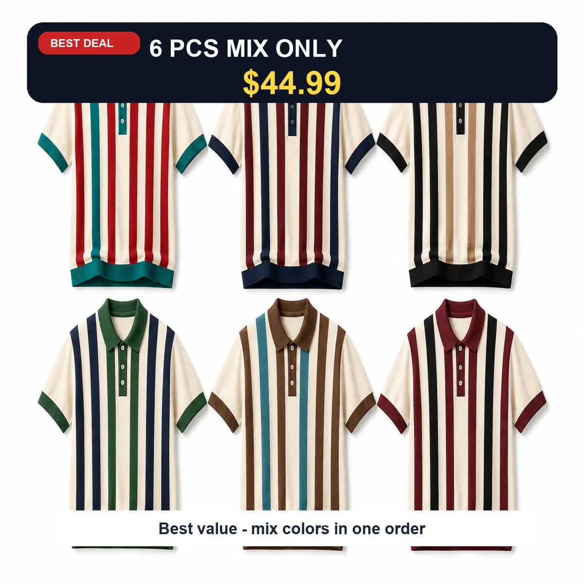 🔥CLEARANCE SALE🔥 Retro Stripe Knit Polo Shirt