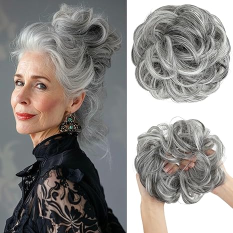 ⏳LAST DAY - BUY 1 GET 1 FREE + FREE GIFT!!🎁Messy Curly Hair Bun Scrunchie Extensions🎀