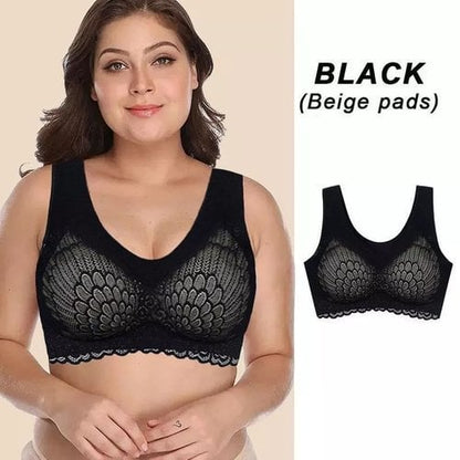 🌷💥Buy 1 Get 1 Free🔥Latex 4.0 Graceful Anti-saggy Breathable Lace Plus-size Bra