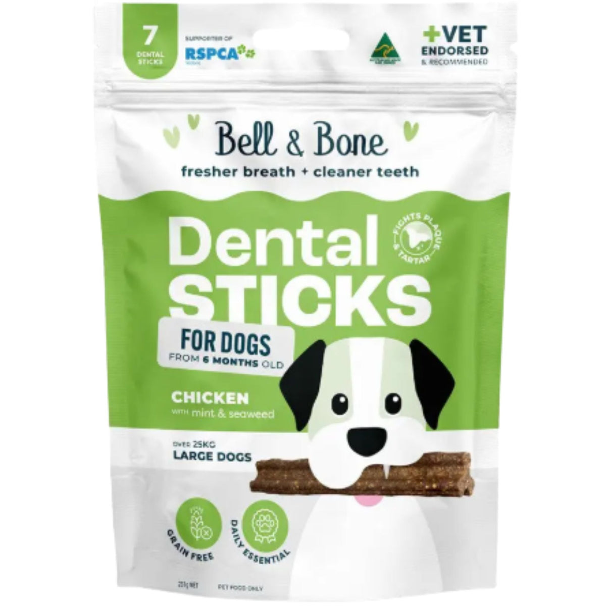 Bell and Bone Dental Sticks for Adult Dogs - Chicken, Mint & Seaweed