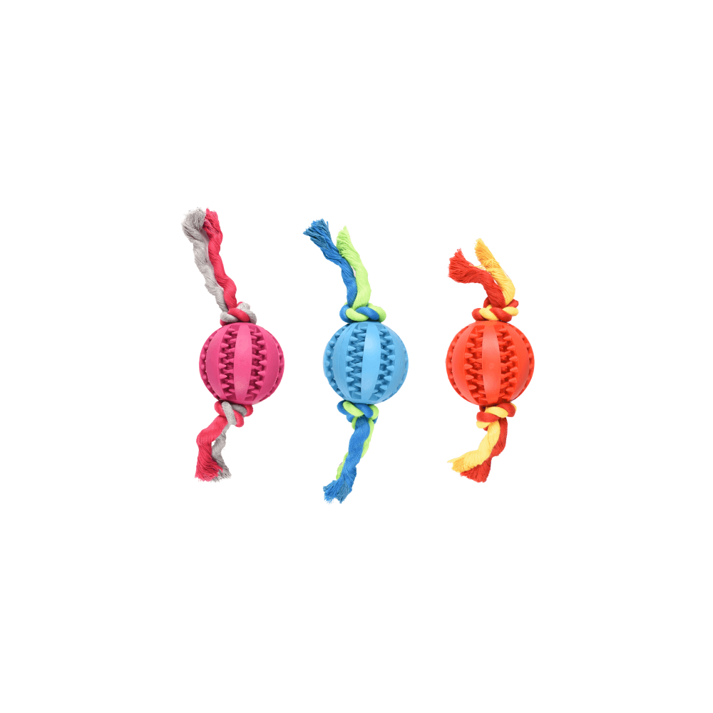Flamingo Dog Toy Rubber Dental Ball and Rope