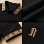 ⚡12 Pack for $38⚡- Men's Contrast Trim Monogram Short Sleeve Polo Shirt