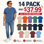 SUMMER FINAL SALE - Men's Garment-Dyed Crewneck Short Sleeve T-Shirt 14-Pack $37.99