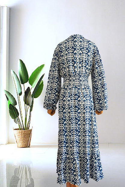 🔥Limited Time 50% Off  Bohemian Casual Print V-Neck Long Dress