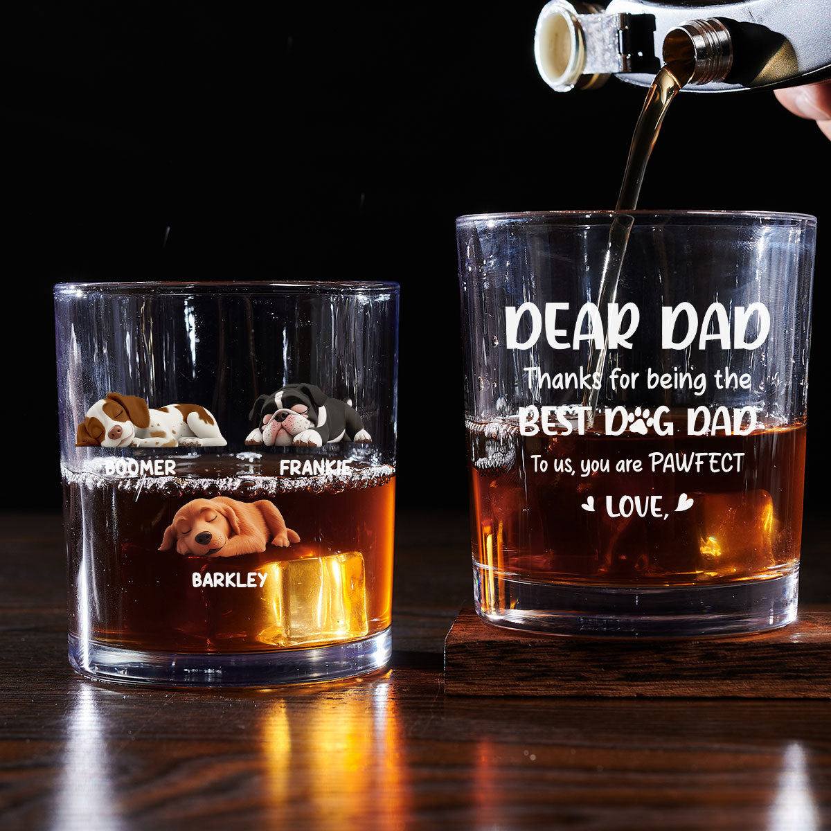 Dear My Pawfect Dad - Personalized Whiskey Glass