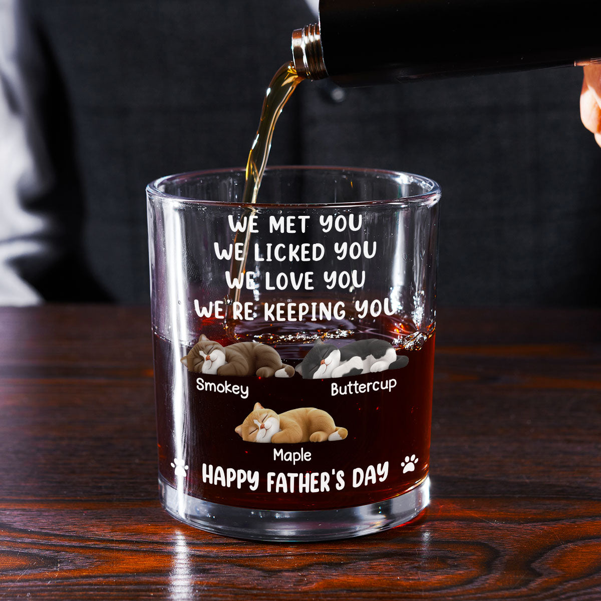 We Licked And Love You Ver Cat - Personalized Whiskey Glass
