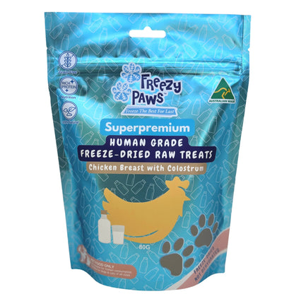 Freezy Paws Freeze Dried Chicken Breast with Colostrum Pet Treats for Cats & Dogs