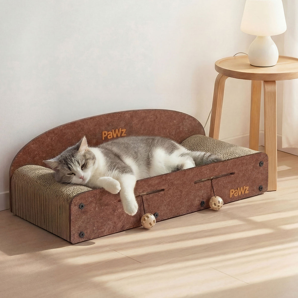 Cat Scratcher Scratching Board Corrugated Cardboard Scratch Bed Toy 2 Balls