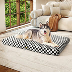 Orthopedic Dog Bed Memory Foam Dog Mattress Square Checkerboard Pet Mat