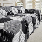 Pet-Friendly Thickened Soft Plush Leaf-Patterned Sofa Throw Couch Cover