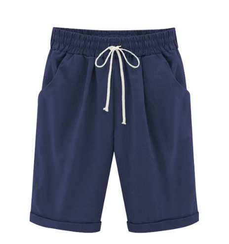 🔥Summer Hot Sale🔥Plus Size Solid Color Elastic Waist Loose Cropped Shorts