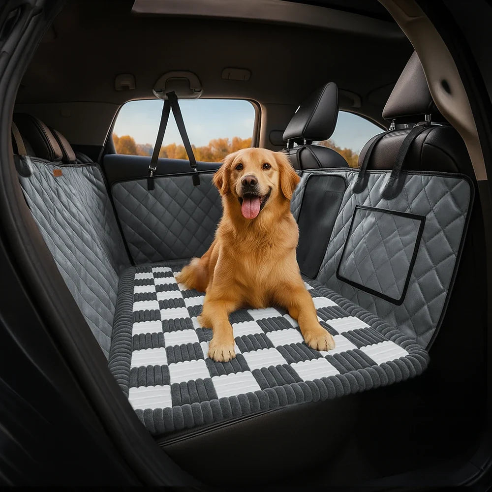 Premium Faux Leather Dog Car Seat Cover Waterproof Dog Hammock for Car - RideProtector