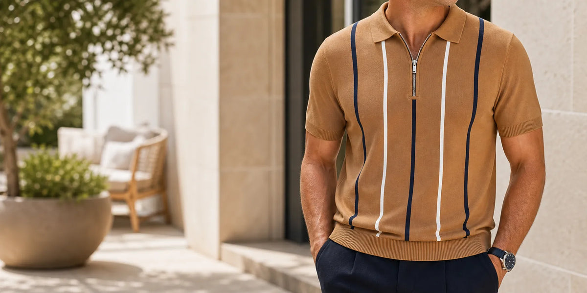 🔥CLEARANCE SALE🔥 Men's Knit Half-Zip Polo Shirt