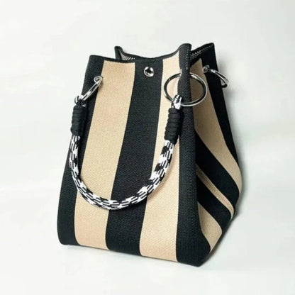 🏆 Limited-Time Sale: 60% OFF 🌴 Boho Striped Knit Bucket Handbag for Women – Handmade Summer Beach Shoulder Bag