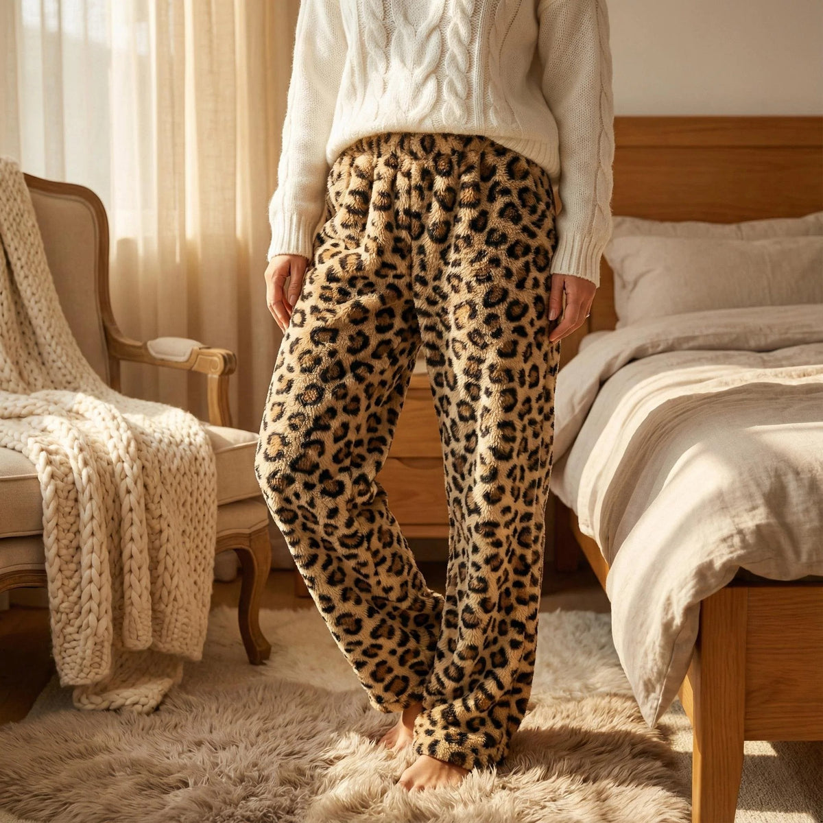 ❄️Winter Hot Sale 50% OFF🔥Winter Vintage Plaid Elastic Straight Loose Thick Warm Casual Pants