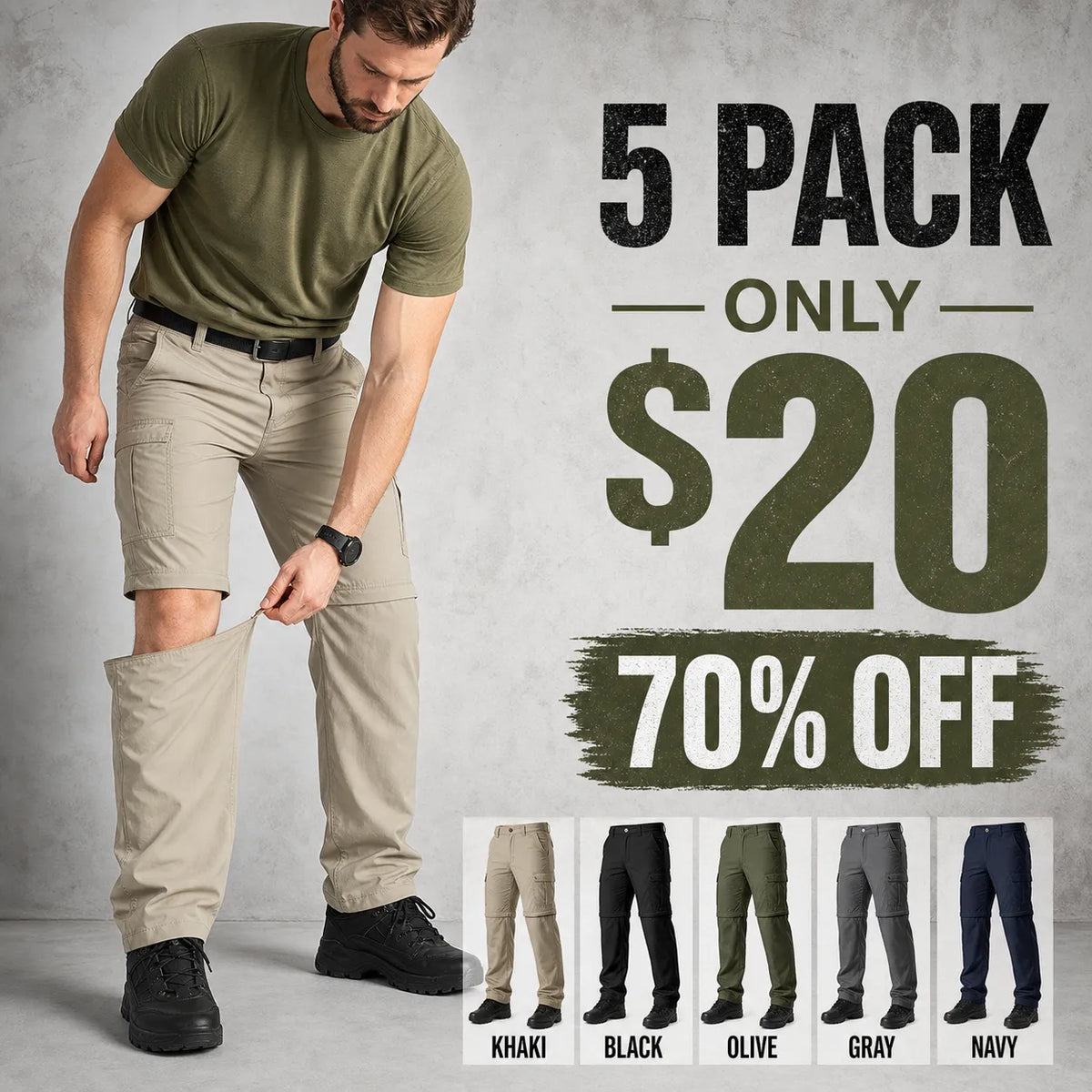 ⏰ ⚡10 Pack for $28⚡Men's Convertible Hiking Pants