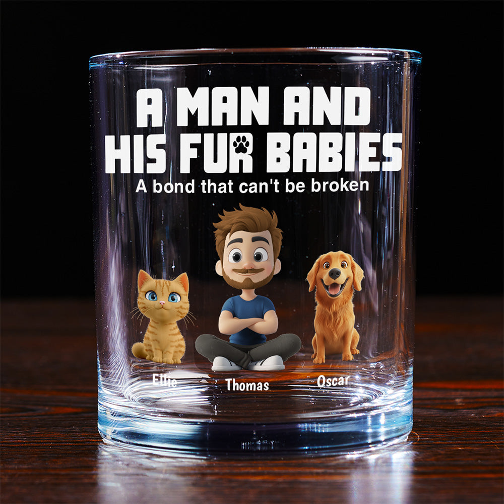 A Man And His Pets - Personalized Whiskey Glass