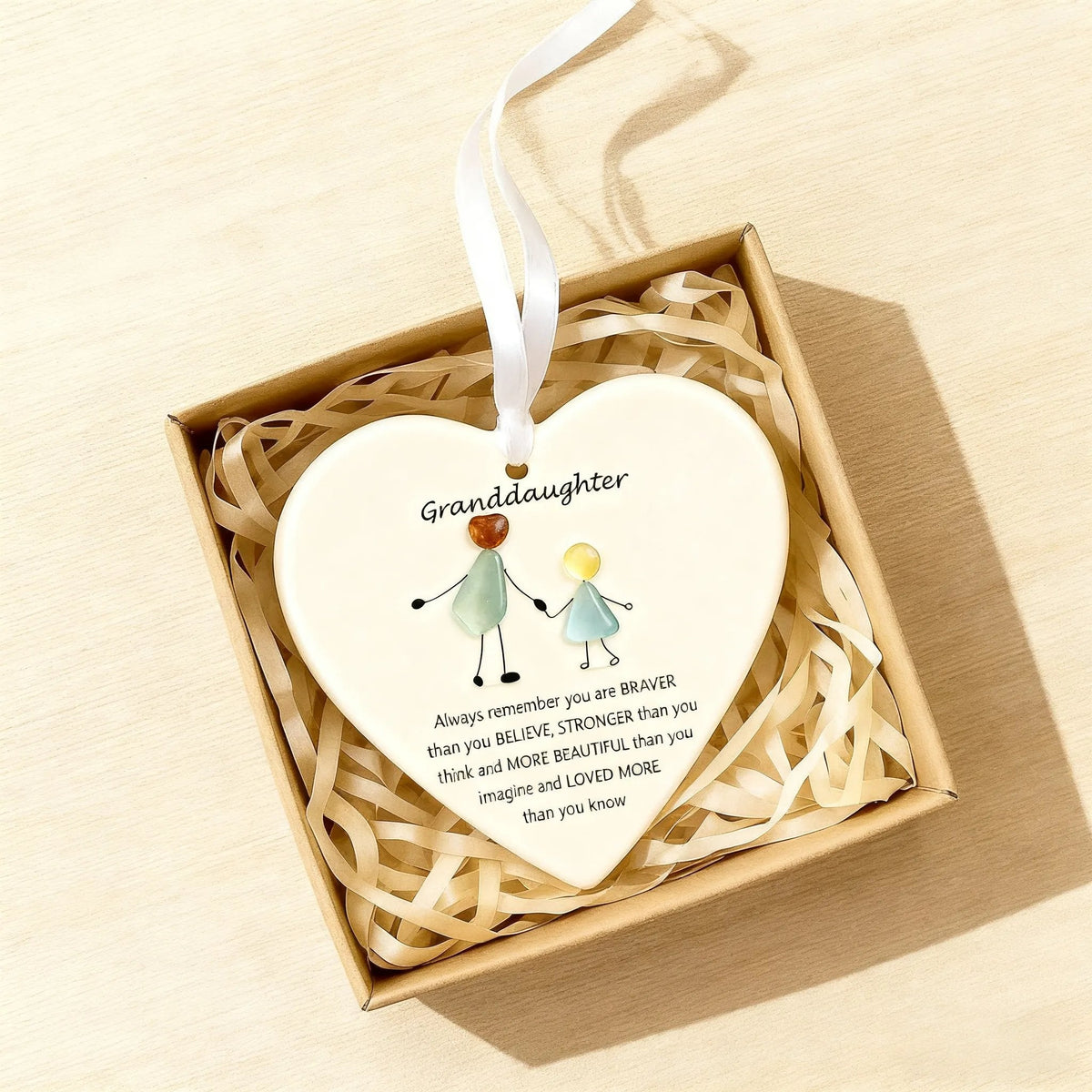 🌊✨Heart-Shaped Sea Glass Ornament🎁Friendship, Grandchildren & Timeless Bonds