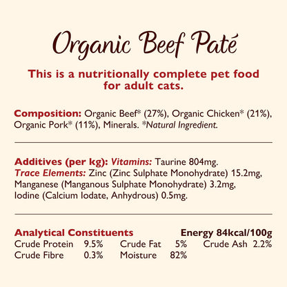 Lily's Kitchen - Wet Food For Cats - Organic Beef Paté 85g