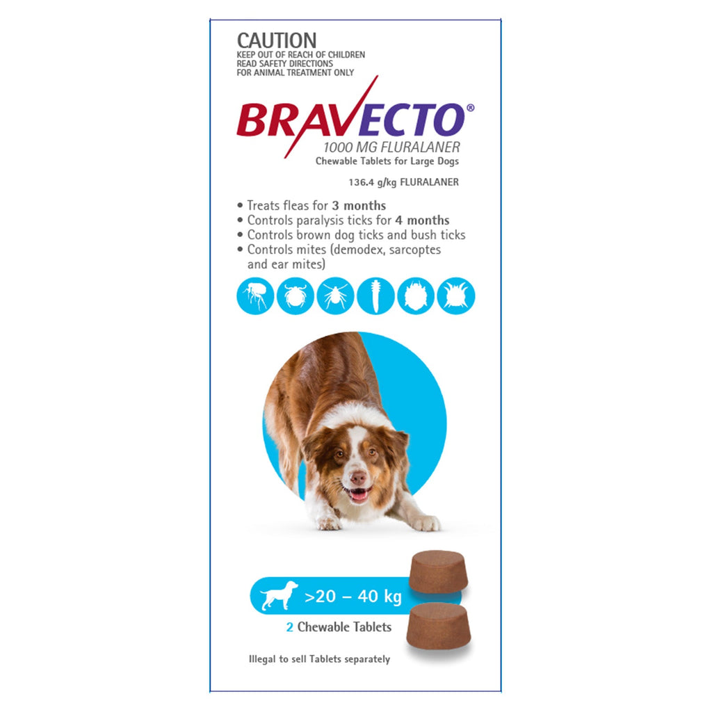 Bravecto Dog Chew Blue 20-40kg