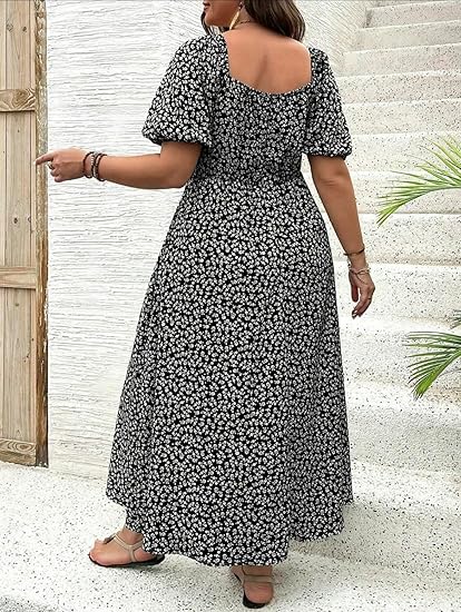 💗Summer Specials-49% OFF💗Plus-size Short Sleeve Split Floral Print Dress