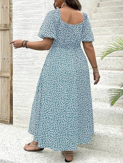💗Summer Specials-49% OFF💗Plus-size Short Sleeve Split Floral Print Dress