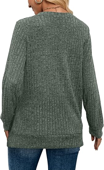 💖LAST DAY-50% OFF✨Women's Casual Long Sleeve V-Neck Knit Tunic Top