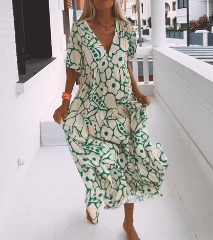 💖SUMMER HOT SALE🎁 2025 New Short-sleeved Printed Dress