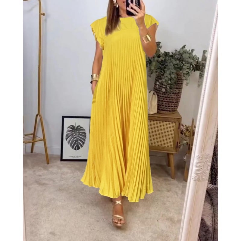 🔥Sunmmer Limited Sale🔥Sleeveless pleated simple solid color dress