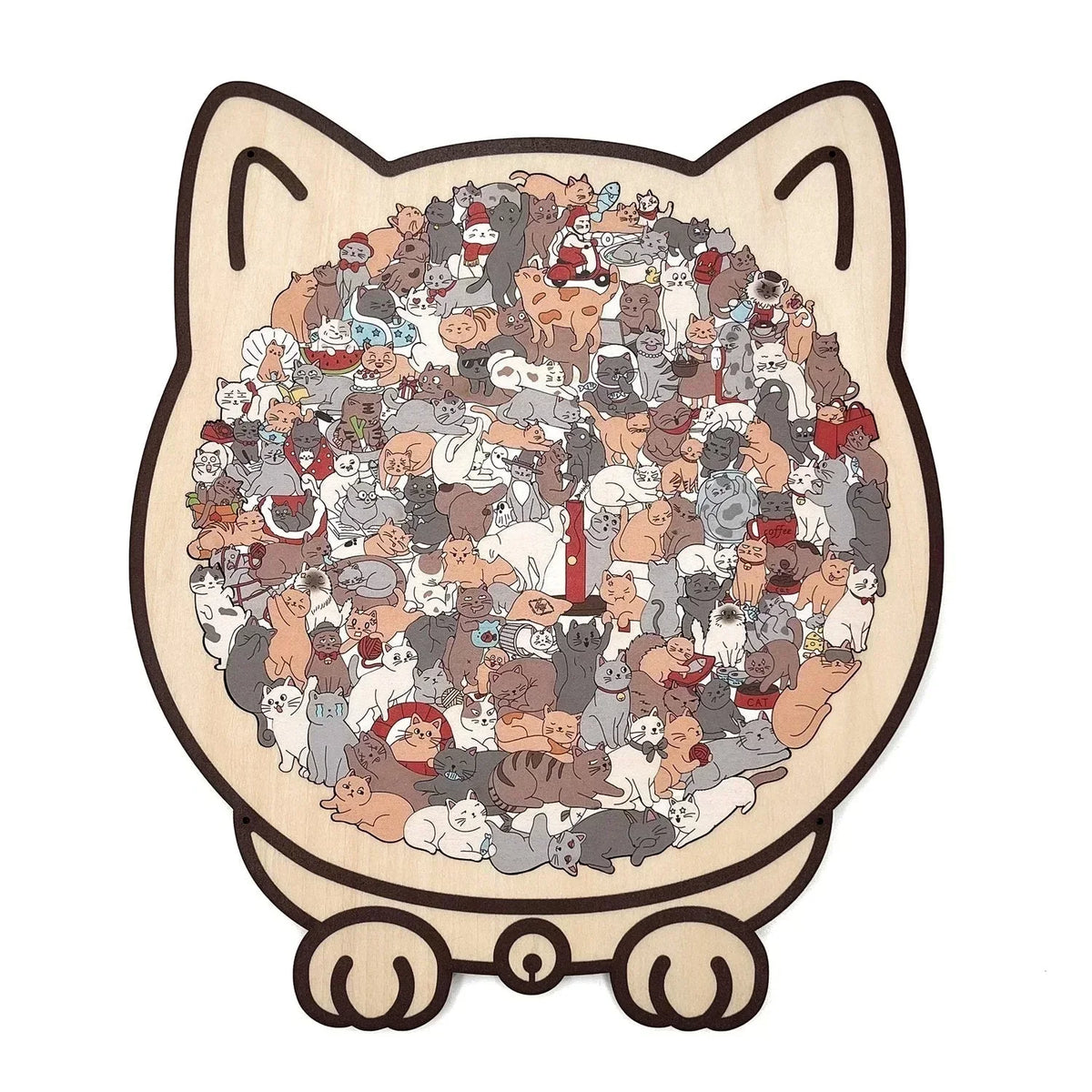 🎅Christmas Sale 50% OFF🐱135-Piece Morandi-Colored Cat Shaped Wooden Jigsaw Puzzle