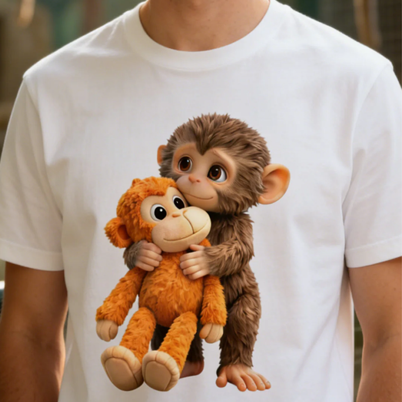 💥Summer Hot Sale 50% OFF💥Unisex Monkey Hugging Toy Graphic T-Shirt
