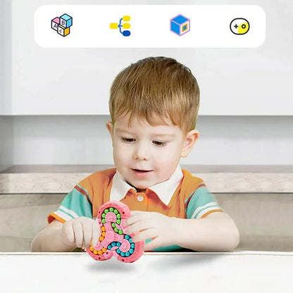 💥Extremely popular toy💥Fidget Spinner + Six-Sided Rotating Cube 2-in-1, Magic Bean Fun Educational Toy