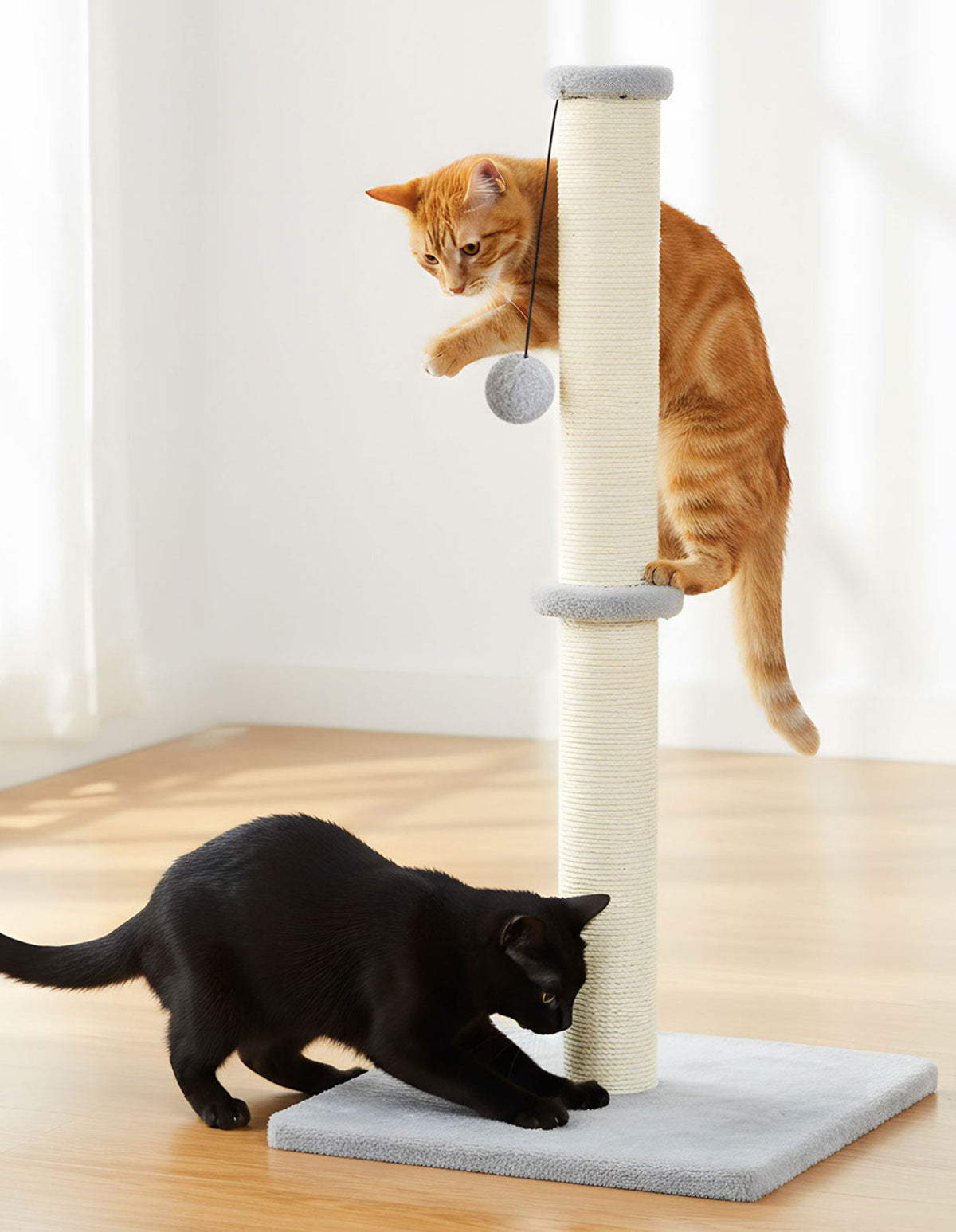 Cat Scratcher Scratching Post Natural Sisal Kitten Stable Ball Toys 74cm