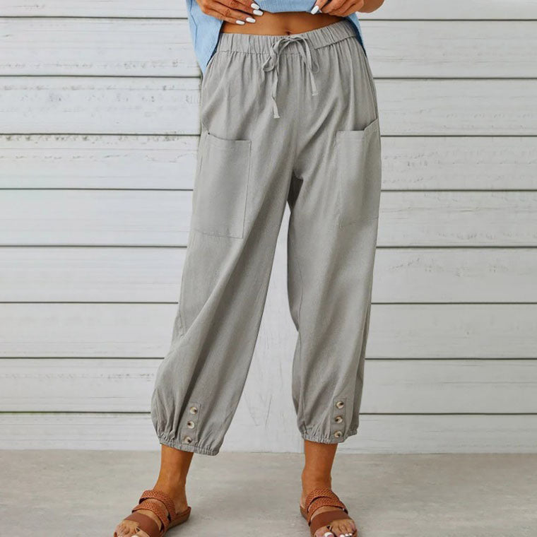 Women's loose, straight trousers with wide legs