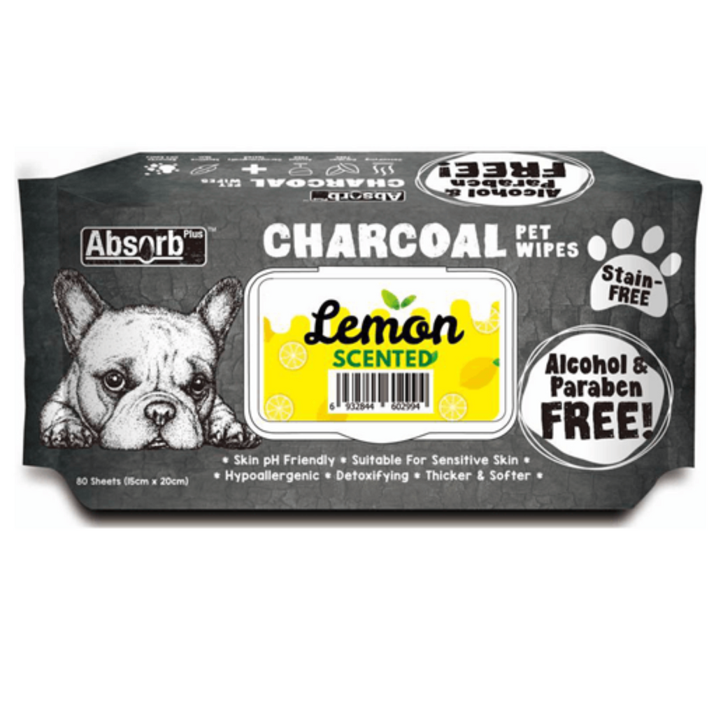 Absorb Plus Charcoal Pet Wipes 80 Sheets 20 X 15cm