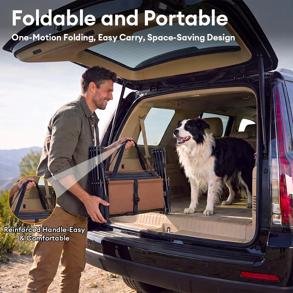 Foldable Dog Stairs for Car with Wide Non-Slip Steps - LuxeNest